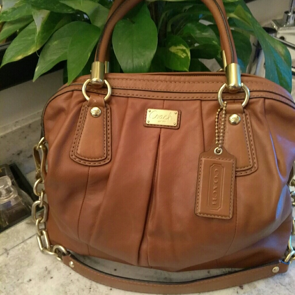 Authentic Coach Tan Lamb Leather Satchel
